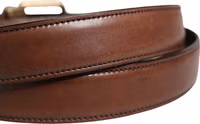 Men Brown Classic Leather Metal Buckle Belt 4