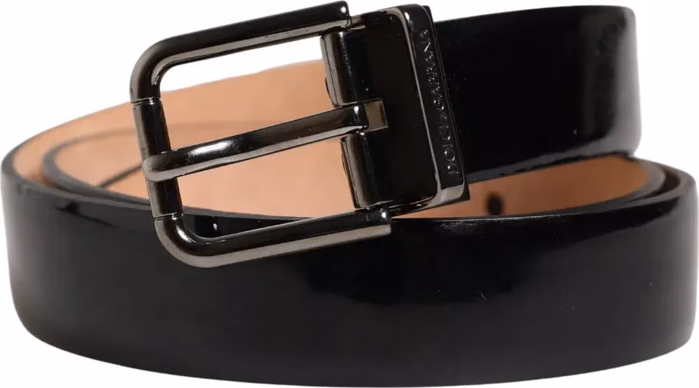 Men Black Classic Leather Metal Buckle Belt