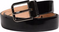 Men Black Classic Leather Metal Buckle Belt 1