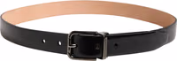 Men Black Classic Leather Metal Buckle Belt 2