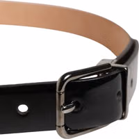 Men Black Classic Leather Metal Buckle Belt 3