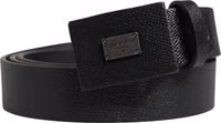 Men Black Calfskin Leather Square Buckle Belt 1
