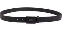 Men Black Calfskin Leather Square Buckle Belt 2