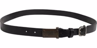 Men Black Classic Leather Logo Buckle Belt 2