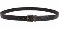 Men Black Exotic Leather Metal Buckle Belt 2