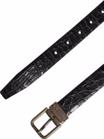 Men Black Exotic Leather Metal Buckle Belt 5