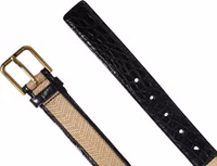 Men Beige Braided Leather Metal Buckle Belt 1