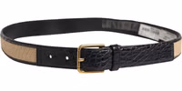 Men Beige Braided Leather Metal Buckle Belt 3