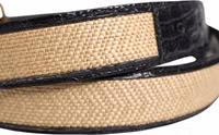 Men Beige Braided Leather Metal Buckle Belt 4