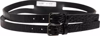Black Double Strap Leather Silver Buckle Belt 2