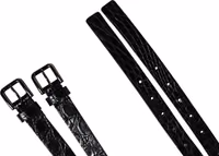 Black Double Strap Leather Silver Buckle Belt 5