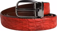 Men Red Exotic Leather Metal Buckle Belt 1