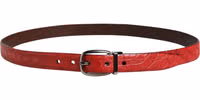 Men Red Exotic Leather Metal Buckle Belt 2