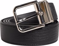 Men Black Classic Leather Metal Buckle Belt 1