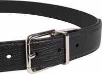 Men Black Classic Leather Metal Buckle Belt 3