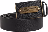 Men Black Calf Leather Metal Buckle Belt 1