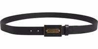 Men Black Calf Leather Metal Buckle Belt 2