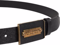 Men Black Calf Leather Metal Buckle Belt 3