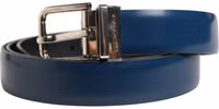 Men Blue Classic Leather Metal Buckle Belt 1