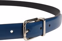 Men Blue Classic Leather Metal Buckle Belt 3
