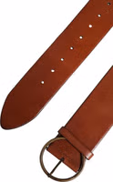 Men Brown Leather Wide Waist Metal Round Buckle Belt 5