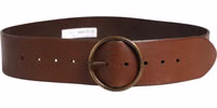 Brown Leather Wide Waist Metal Round Belt 2