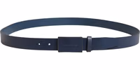 Men Blue Calf Leather Logo Metal Buckle Belt 2