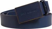 Men Blue Calf Leather Logo Metal Buckle Belt 1