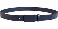 Men Blue Calf Leather Logo Metal Buckle Belt 2