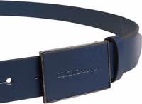 Men Blue Calf Leather Logo Metal Buckle Belt 3