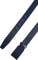 Men Blue Calf Leather Logo Metal Buckle Belt 5