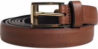 Men Brown Leather Classic Metal Buckle Belt 1