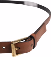 Men Brown Leather Classic Metal Buckle Belt 3