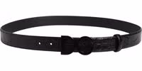Men Black Exotic Leather Logo Buckle Belt 2