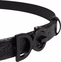 Men Black Exotic Leather Logo Buckle Belt 3