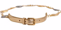 Gold Brass Chain Coin Embellished Metal Buckle Belt 2