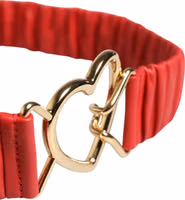 Red Leather Gold Heart Metal Buckle Belt 3