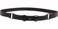 Black Leather Thin Gold Metal Brass Buckle Waist Belt 2