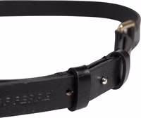 Black Leather Thin Gold Metal Brass Buckle Waist Belt 3