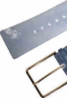 Blue Two Tone Denim Gold Metal Buckle Belt 5