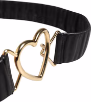 Black Leather Gold Heart Metal Buckle Belt 4