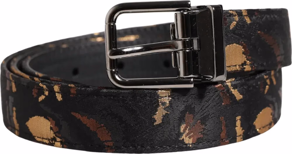 Multicolor Jacquard Silver Metal Buckle Belt