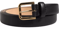 Black Classic Leather Gold Metal Buckle Belt 1