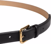 Black Classic Leather Gold Metal Buckle Belt 3