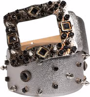 Silver Leather Crystal Metal Buckle Belt 1