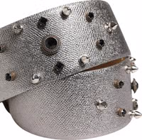 Silver Leather Crystal Metal Buckle Belt 4