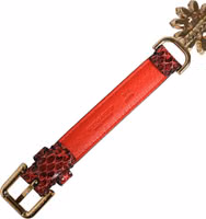 Red Leather Daisy Crystal Embellished Waist Belt 5