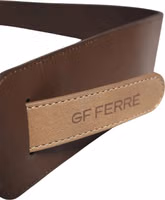 Brown Genuine Leather Logo Wide Waist Women Belt 3
