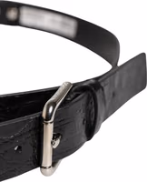 Black Exotic Leather Silver Metal Buckle Belt 3