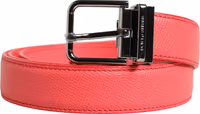 Pink Calf Leather Silver Metal Buckle Belt 1
